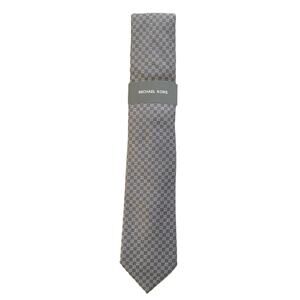Michael Kors Necktie 3" Winslow Neat Gray Geo Standard Length Silk Blend NEW